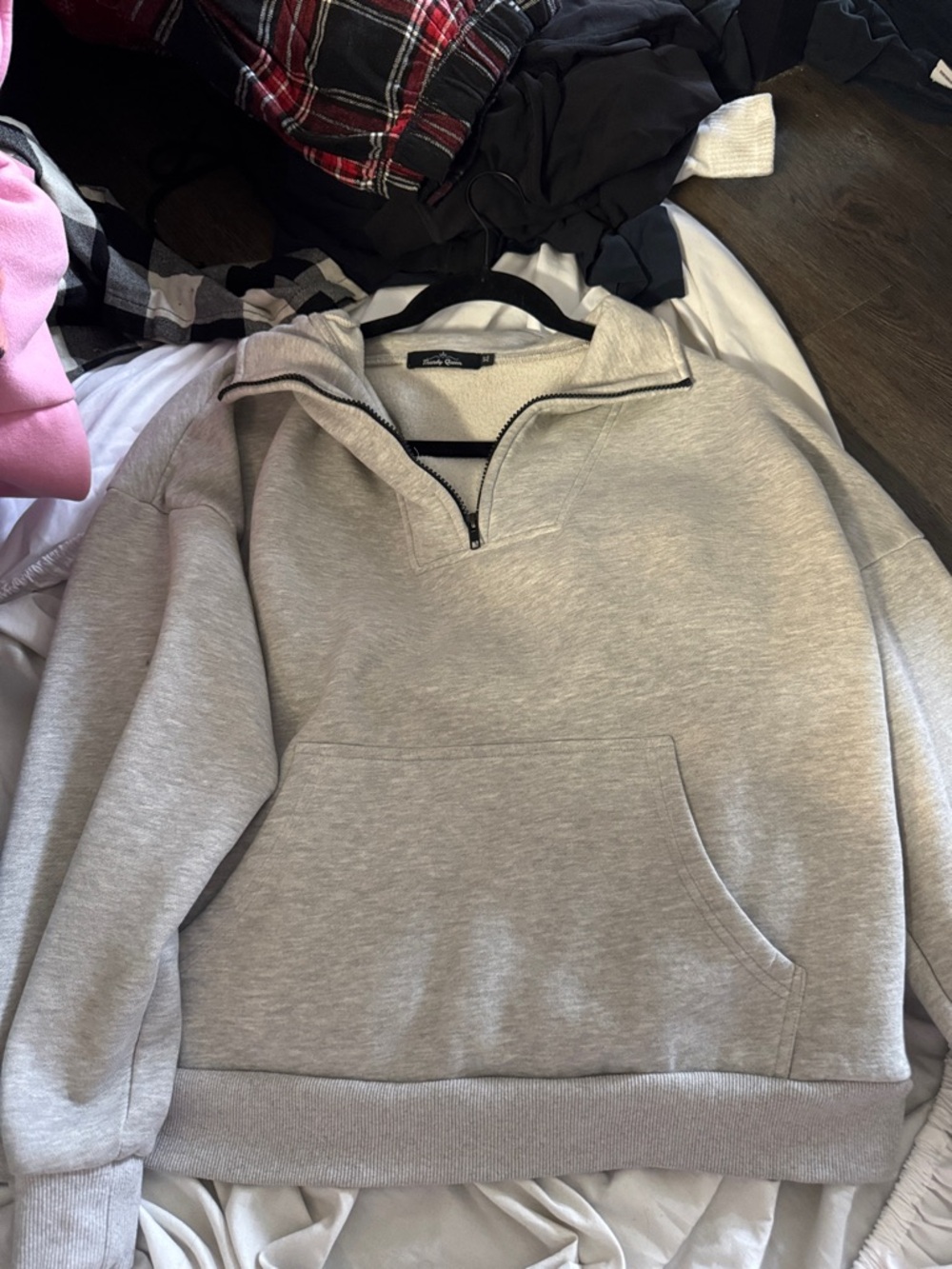 Cozy Half-Zip Heather Gray Pullover Hoodie